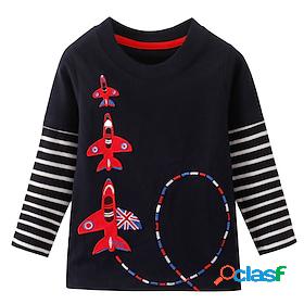 Kids Boys T shirt Long Sleeve Black Cartoon Graphic Stripe