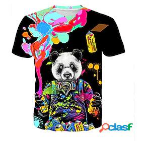 Kids Boys T shirt Short Sleeve 3D Print Panda Animal Black