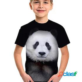 Kids Boys T shirt Short Sleeve Panda Animal Print Black