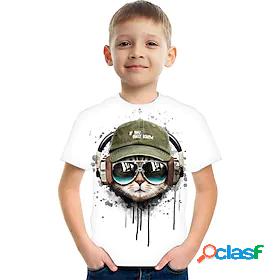 Kids Boys T shirt Tee Short Sleeve Rainbow 3D Print Cat Cat