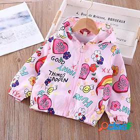 Kids Girls Long Sleeve Jacket Coat Blue Pink Zipper Rainbow