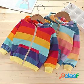 Kids Girls Pullover Long Sleeve Rainbow Color Block Purple