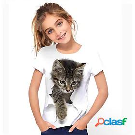 Kids Girls T shirt Tee Short Sleeve 3D Print Cat Cat Graphic