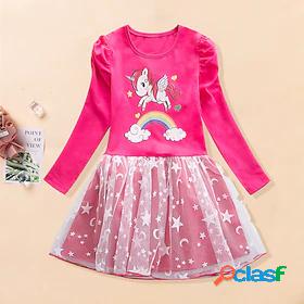 Kids Little Dress Girls Cartoon School Daily Holiday A Line