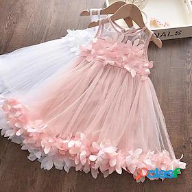 Kids Little Dress Girls Floral Patchwork Daily Sundress Mesh