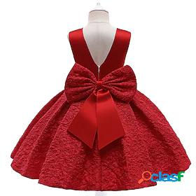 Kids Little Dress Girls Plain Party Daily Skater Dress Bow