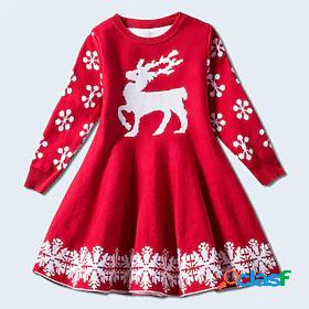 Kids Little Girls Dress Animal Deer Sweater Jumper Dress