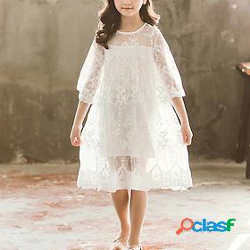 Kids Little Girls Dress Jacquard Festival Lace White