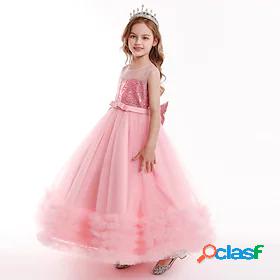 Kids Little Girls Dress Plain Party Daily Tulle Dress Bow