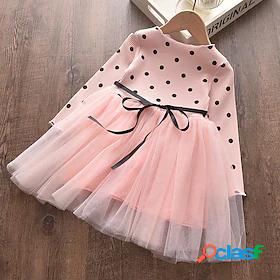 Kids Little Girls Dress Polka Dot Blushing Pink Cotton Above