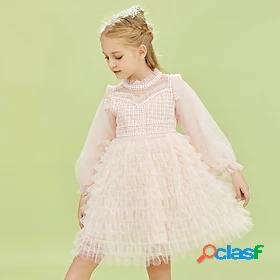 Kids Little Girls Dress Solid Colored Blushing Pink White