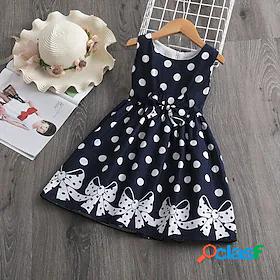 Kids Little Girls Dress Sundress Polka Dot Casual Lace Trims