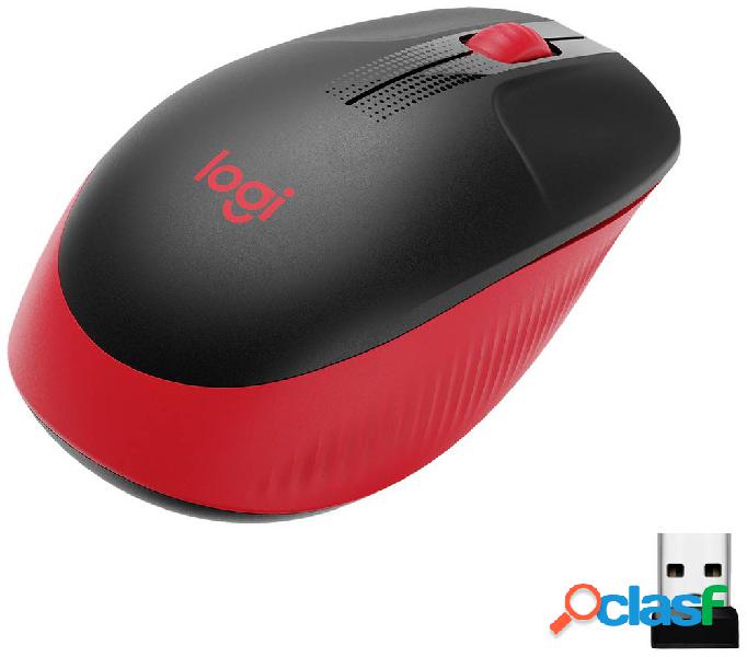 Logitech M190 Mouse wireless Senza fili (radio) Ottico Rosso