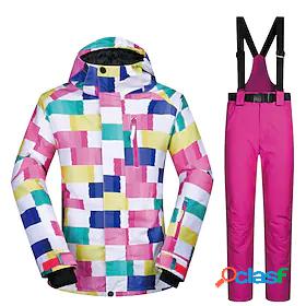 MUTUSNOW Womens Ski Jacket with Bib Pants Ski Suit Outdoor