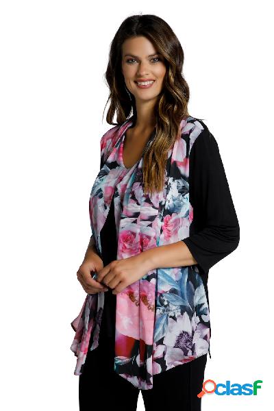 Maglia a doppio strato con chiffon, scollo a V e maniche a