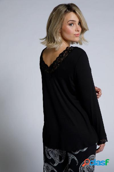 Maglia del pigiama in jersey con modal con scollo a V, pizzo