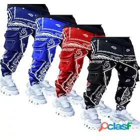 Mens Athleisure Cargo Pants Track Pants Bottoms Cotton