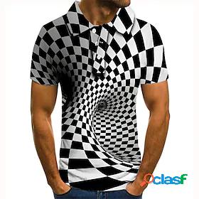 Mens Golf Shirt Tennis Shirt Check 3D Graphic Prints 3D
