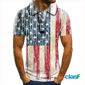Mens Golf Shirt Tennis Shirt Graphic Prints American Flag 3D