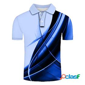 Mens Golf Shirt Tennis Shirt Graphic Prints Linear 3D Print