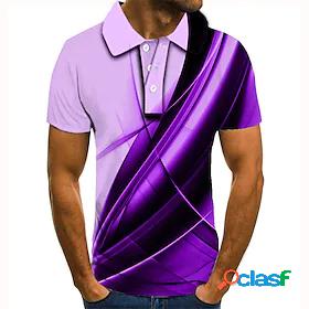 Mens Golf Shirt Tennis Shirt Graphic Prints Linear 3D Print