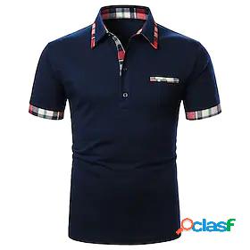 Mens Golf Shirt Tennis Shirt Solid Colored Collar Button