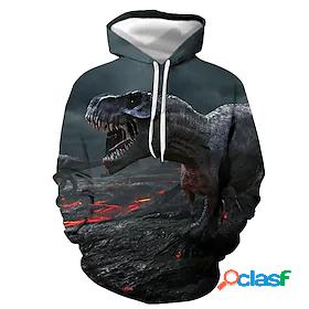Mens Graphic Dinosaur Pullover Hoodie Sweatshirt Hooded