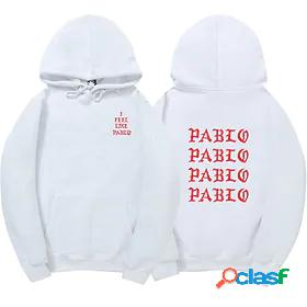 Mens Graphic Letter Pullover Hoodie Sweatshirt Hooded Print