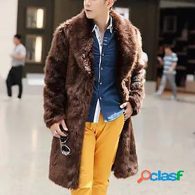 Mens Jacket Faux Fur Coat Fall Winter Street Daily Long Coat