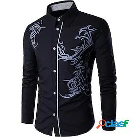 Mens Shirt Floral Collar Daily Long Sleeve Tops Business