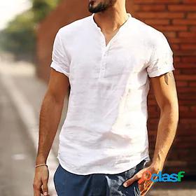 Mens Shirt Solid Color Collar Street Sports Outdoor Short