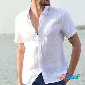 Mens Shirt Solid Colored Collar Button Down Collar Street