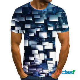 Mens T shirt Geometric 3D Print Round Neck Casual Daily