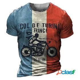 Mens T shirt Graphic Color Block Motorcycle 3D Print Crew