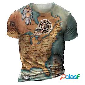 Mens T shirt Graphic Map 3D Print Crew Neck Casual Daily