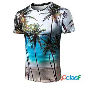 Mens T shirt Graphic Scenery Round Neck Party Casual Short