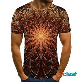 Mens T shirt Shirt Geometric 3D Print Round Neck Casual