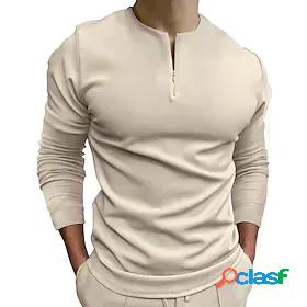 Mens T shirt Solid Color Henley Casual Daily Short Sleeve