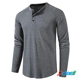 Mens T shirt Solid Color Stand Collar Casual Daily Long