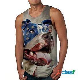 Mens Tank Top Undershirt Dog Graphic Prints Flag 3D Print