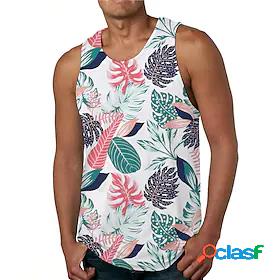 Mens Tank Top Undershirt Graphic Prints Leaves 3D Print