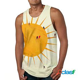 Mens Tank Top Undershirt Graphic Prints Sun 3D Print Round