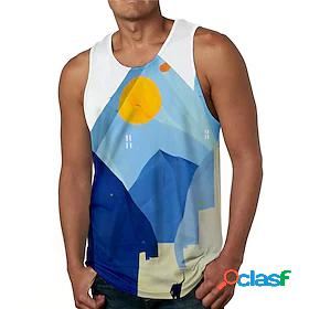 Mens Tank Top Undershirt Graphic Prints Sun 3D Print Round