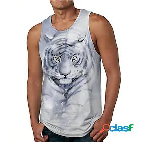 Mens Tank Top Undershirt Shirt Graphic Prints Tiger 3D Print