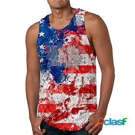 Mens Tank Top Undershirt Tie Dye American Flag Independence