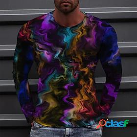 Mens Tee T shirt Graphic Curve Waves 3D Print Round Neck