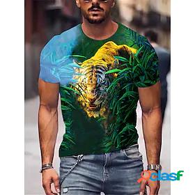 Mens Tee T shirt Graphic Prints Tiger 3D Print Round Neck