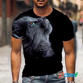 Mens Tee T shirt Shirt Cat Graphic Prints 3D Print Crew Neck