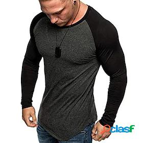 Mens Tee T shirt Shirt Color Block Crew Neck Casual Daily