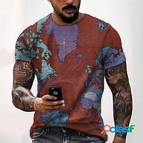 Mens Tee T shirt Shirt Map Graphic Prints 3D Print Round